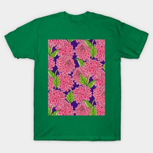 Dahlia Floral Pattern T-Shirt